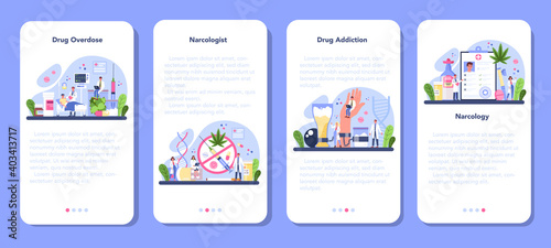 Narcologist mobile application banner set. Professional medical specialist.