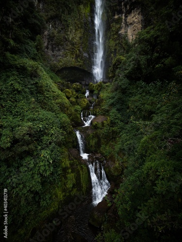 Panoramic view of El Chorro de Giron waterfall cascade cataract near Cuenca Azuay Ecuador South America photo