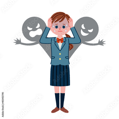 人間関係に悩む学生のイラスト素材