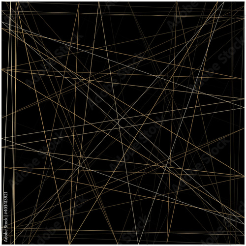 Gold, gradient spider web on a black background.