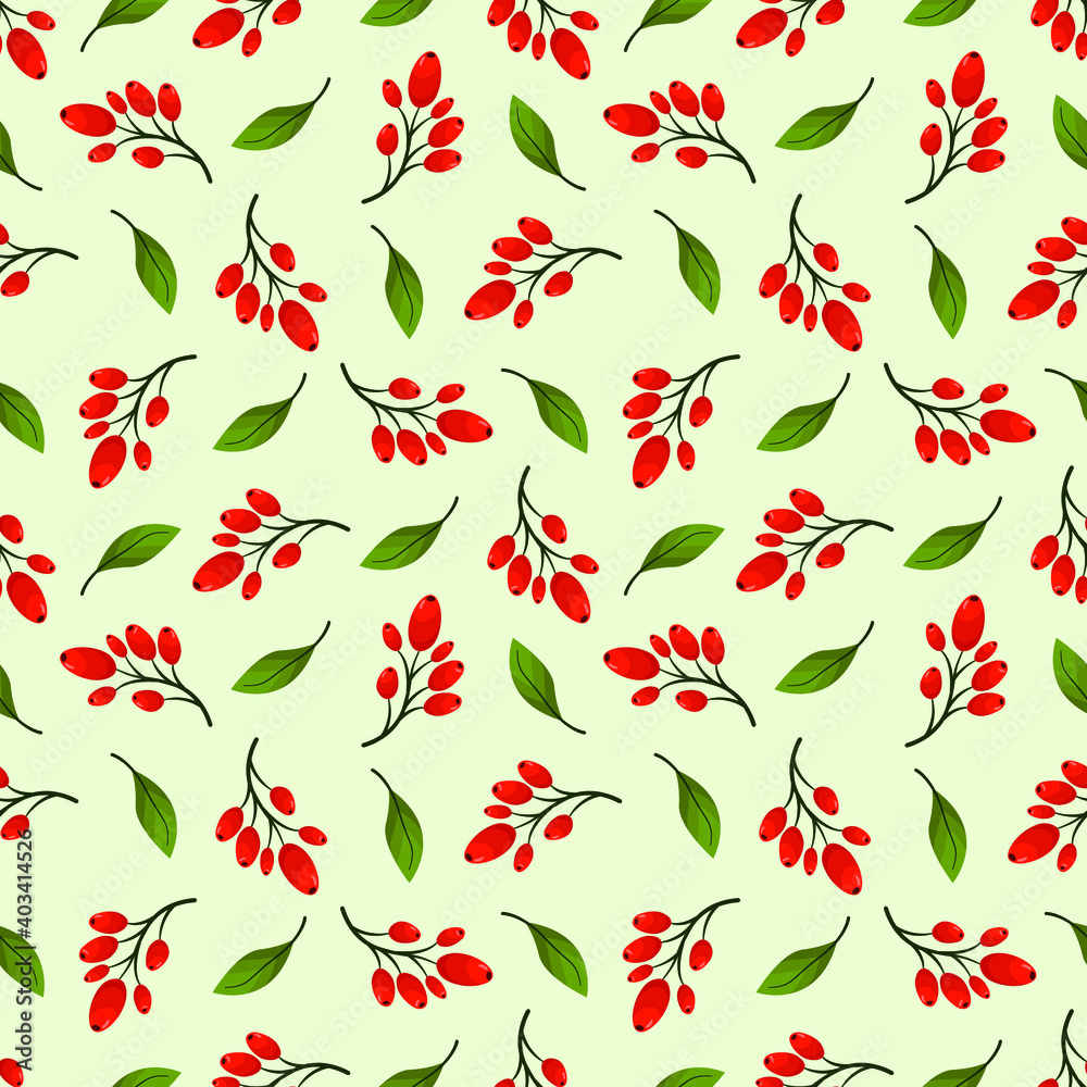 Vector seamless pattern with barberry; for wrapping paper, packaging, greeting cards, posters, banners. Vector seamless pattern with barberry; for wrapping paper, packaging, greeting cards, posters, banners.
