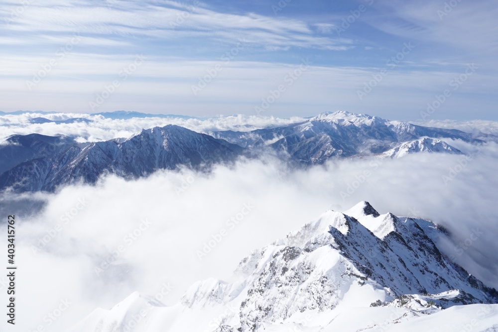 snow covered mountains