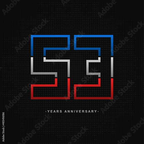 53 years anniversary celebration and years old congrats, colorful logotype. Number icon vector template