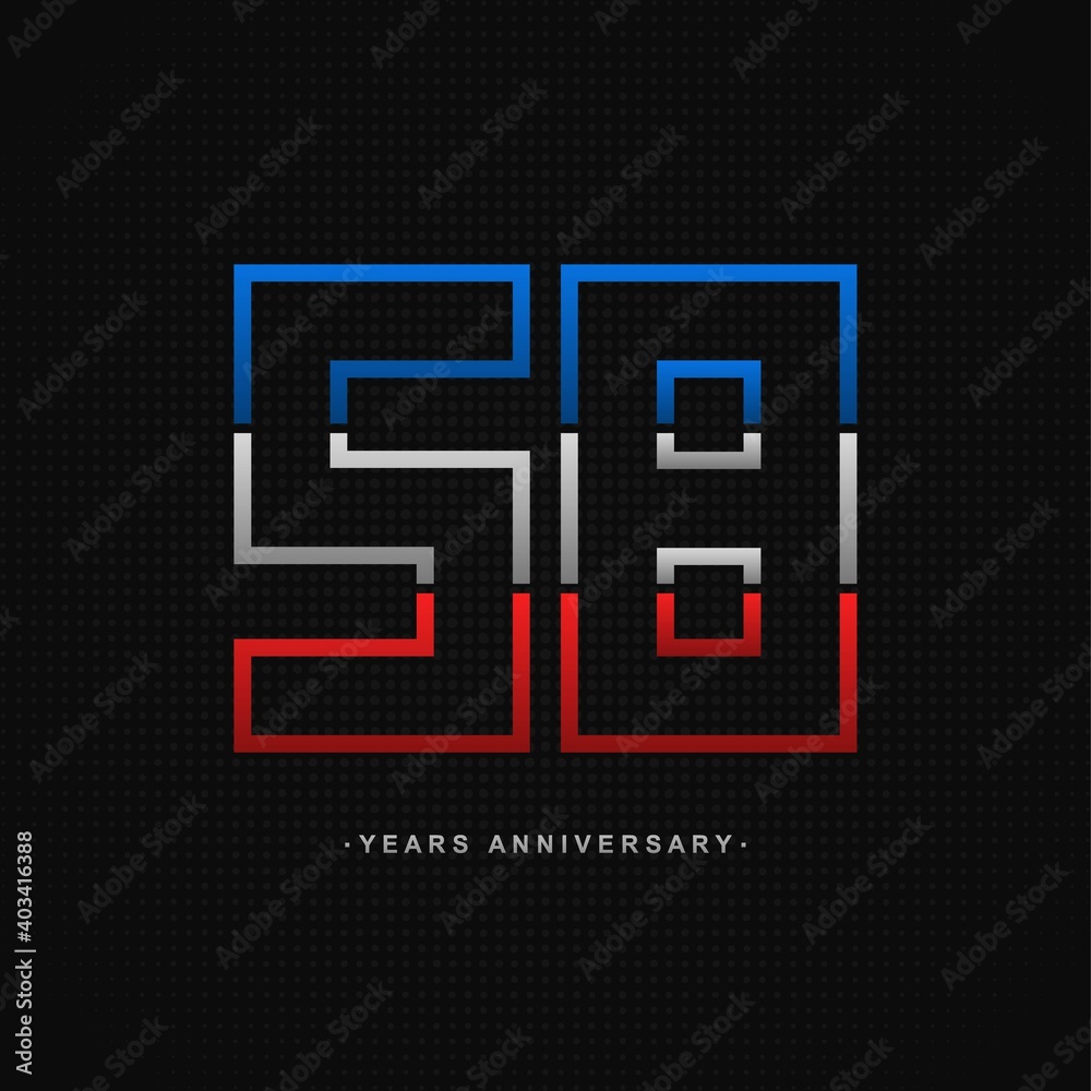 58 years anniversary celebration and years old congrats, colorful logotype. Number icon vector template 58 years anniversary celebration and years old congrats, colorful logotype. Number icon vector template