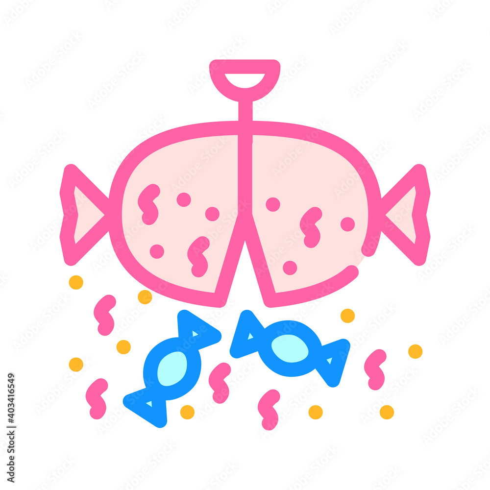 pinata toy with candies color icon vector illustration