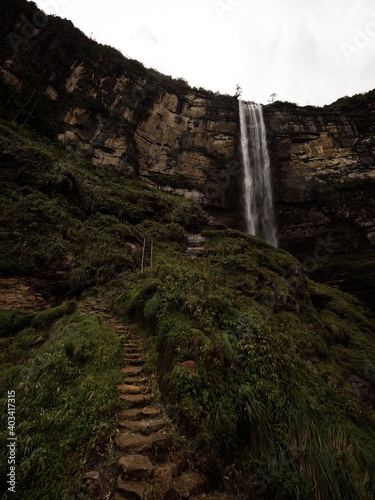 Panoramic view of Catarata del Gocta waterfall cataract cascade in Bongara Amazonas near Chachapoyas in Peru andes photo