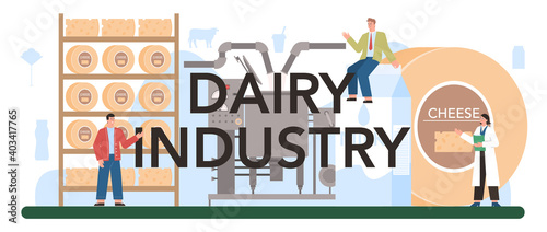 Dairy production industry typographic header. Dairy natural