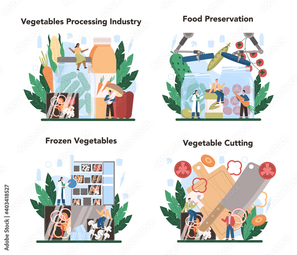 Vegetables farming industry set. Idea of agriculture and cultivation.