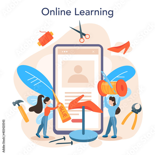 Shoemaker online service or platform. Male and female character