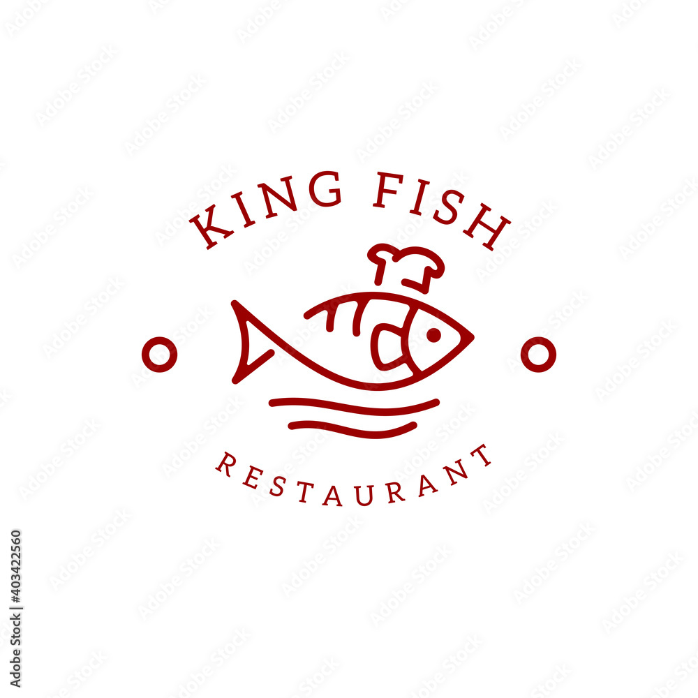 Logo seafood restaurant fish, vintage minimalist line art design, restaurant logo simple, seafood label vector, creative label fish template logo