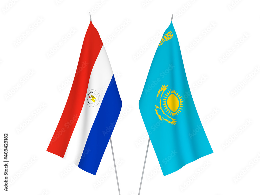 Kazakhstan and Paraguay flags Kazakhstan and Paraguay flags