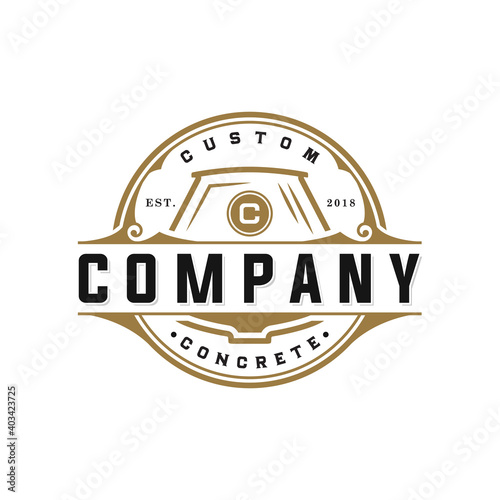 Vector graphic of construction concrete circle logo emblem vintage retro style