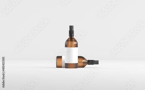 Dropper Bottle Mockup 3D Illustration - Two Bottles 