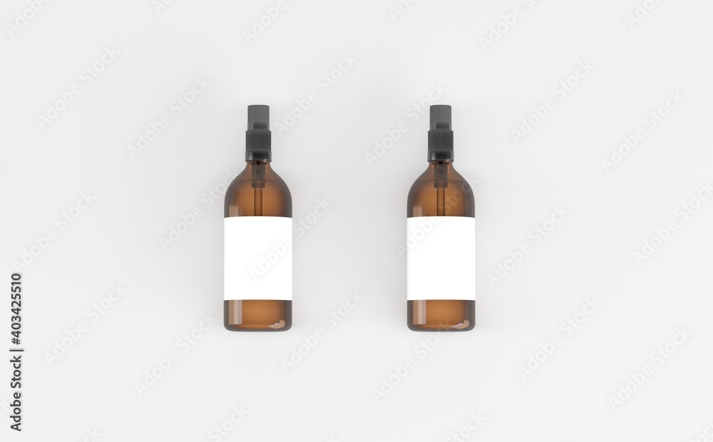 Dropper Bottle Mockup 3D Illustration - Two Bottles