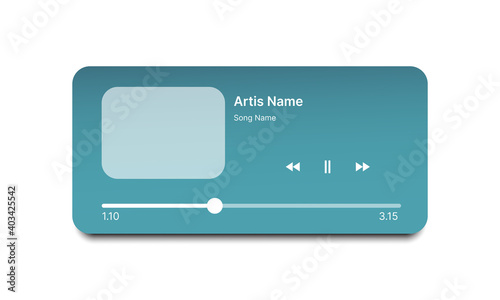 User Interface Media player application, app template with flat design style for smartphones, website or tablets.