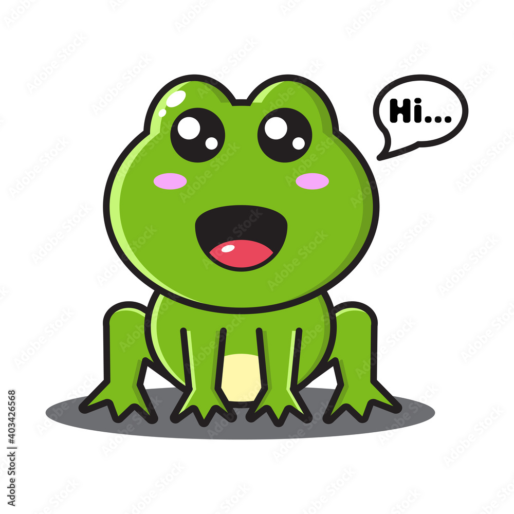 Obraz premium cute green frog in white background