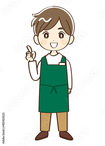 男性、店員、説明