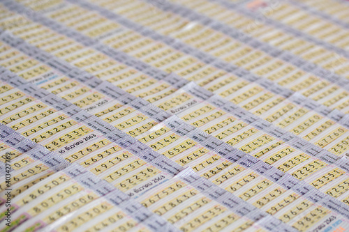 Картината върху платно BANGKOK, THAILAND - 2020 December 2: Thai lottery for buying at the market
