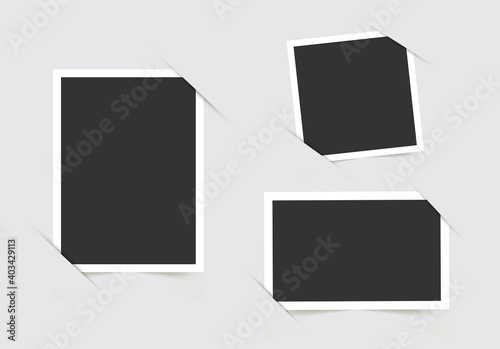 Set of photo Frames. Template for your photos isolated on gray background. Vector illustration.