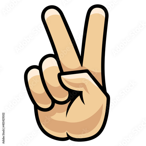 A sign of peace. Gesture V victory or peace sign in color, patriotic sign, vector icon for apps, websites, T-shirts, etc., isolated on a white background