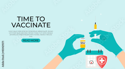 Time to vaccinate 2021 concept.Coronavirus vaccination concept. Vector Illustration eps10