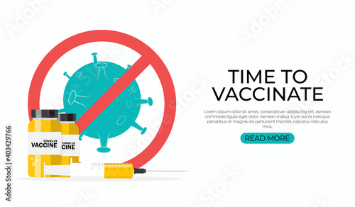 Time to vaccinate 2021 concept.Coronavirus vaccination concept. Vector Illustration. EPS10