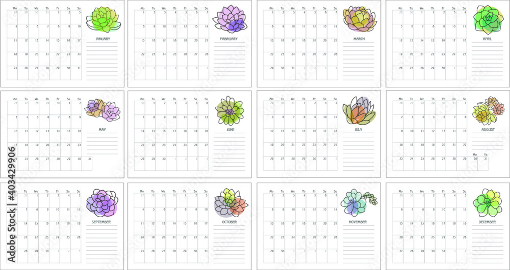 Advent calendar 2021, Weekly planner botanical illustration, Monthly goals  grid Stock Vector | Adobe Stock