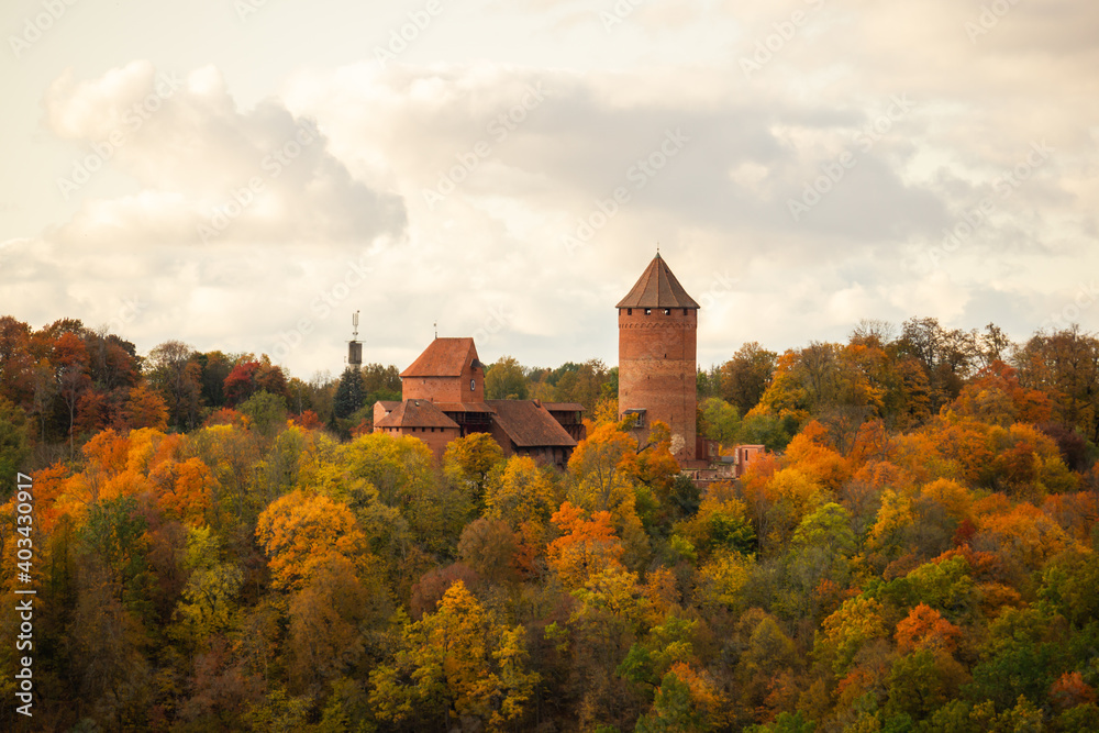 old castle in the autumn in latvia