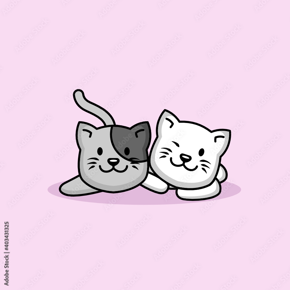 Cute cats mascot love on Valentine's Day