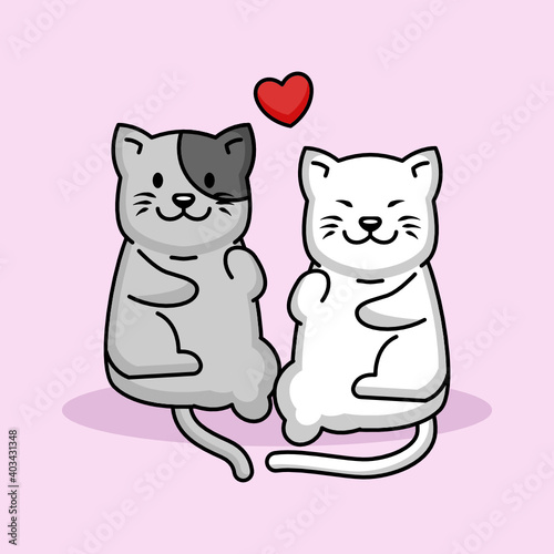 Cute cats mascot love on Valentine's Day