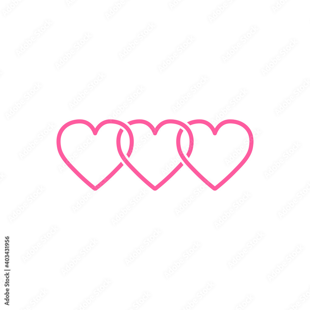 Three hearts initial logo