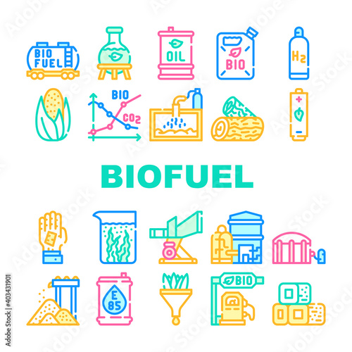Biofuel Green Energy Collection Icons Set Vector