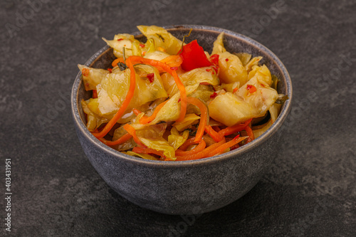 Spicy pickled cabbage with carrot