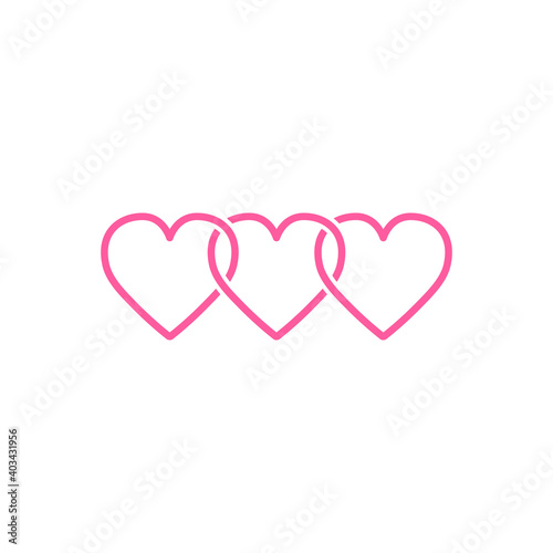 Three hearts initial logo