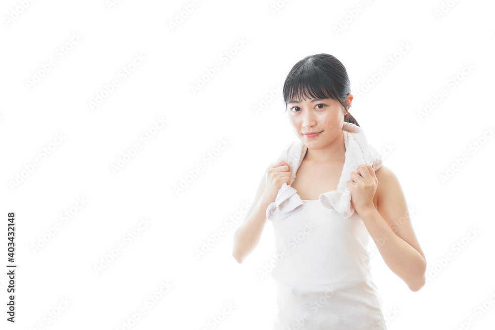 ダイエットをする若い女性 ダイエットをする若い女性