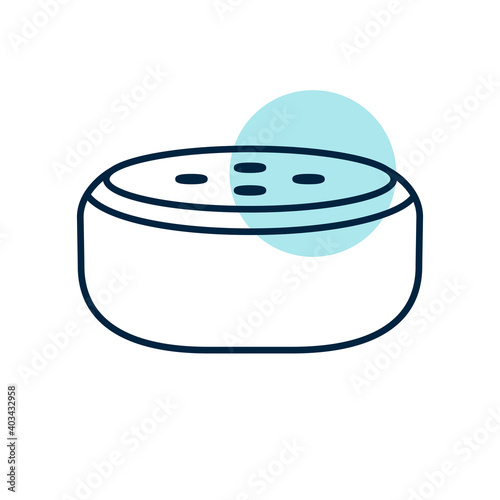 Small smart speaker with voice recognition icon