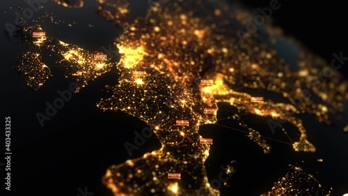 Global Background/Connection lines Around Earth Globe, Lines on the background of the earth's surface - information movement, aviation flights, ground transport movement, logistics services