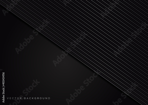 Abstract stripes silver lines diagonal overlap on black background. Luxury style.