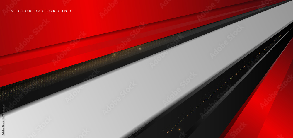 Abstract template red and black diagonal with golden line layer decoration glitter dot on white background. Luxury style. Abstract template red and black diagonal with golden line layer decoration glitter dot on white background. Luxury style.