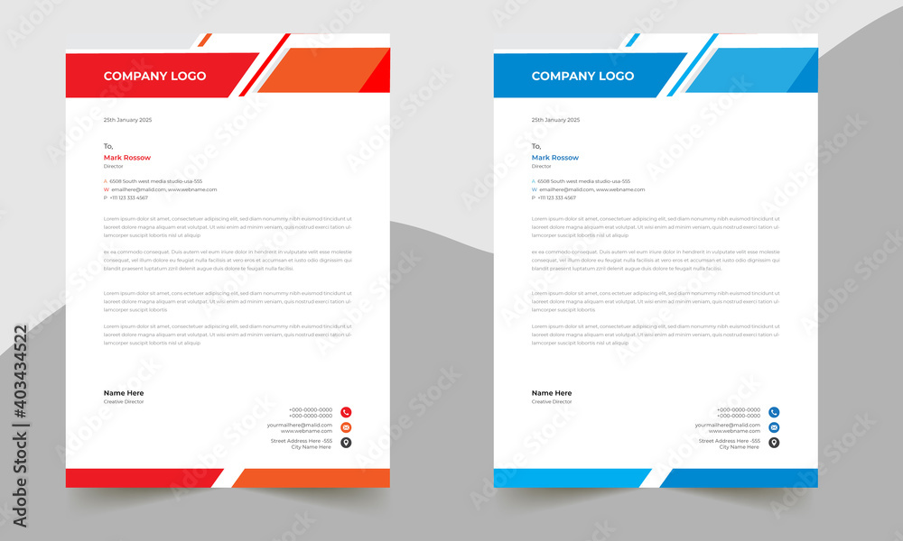Letterhead Design Template A4 Size print Ready with  Color variation 