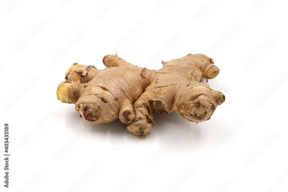 Fresh ginger on white background