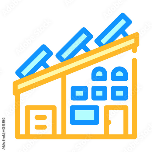 house roof with solar panels color icon vector illustration