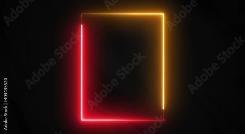 Animated neon light on animated satin background, square shape, abstract background, neon scene, technology pattern, LED screen.