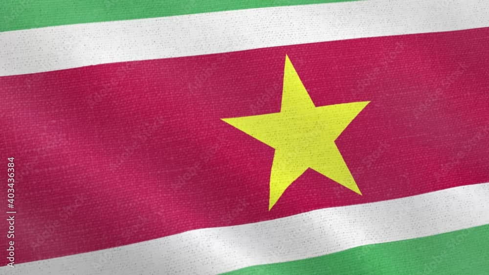 Suriname flag wind blowing full frame background