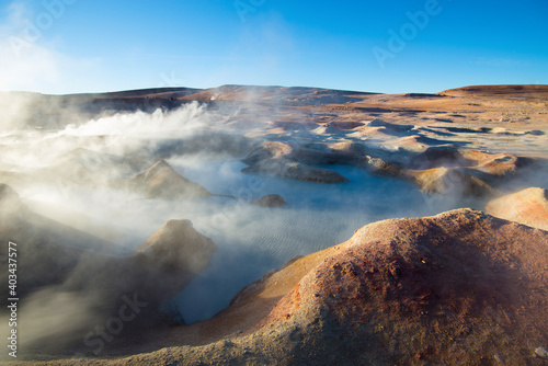 Sol de Manana geysers and geothermal area in the Andean Plateau in Bolivia © Lukas Uher