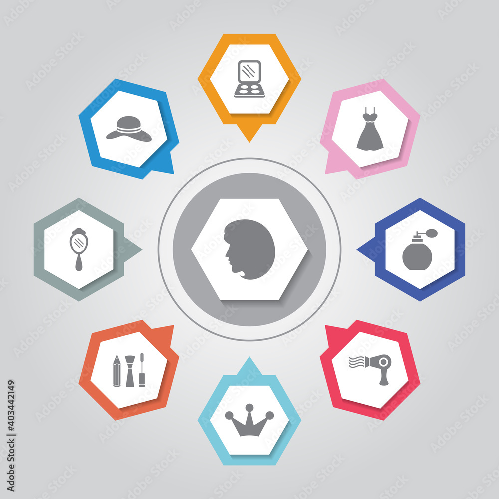 Fashion Icon. Simple flat vector icons set on Gray Radiant background Fashion Icon. Simple flat vector icons set on Gray Radiant background