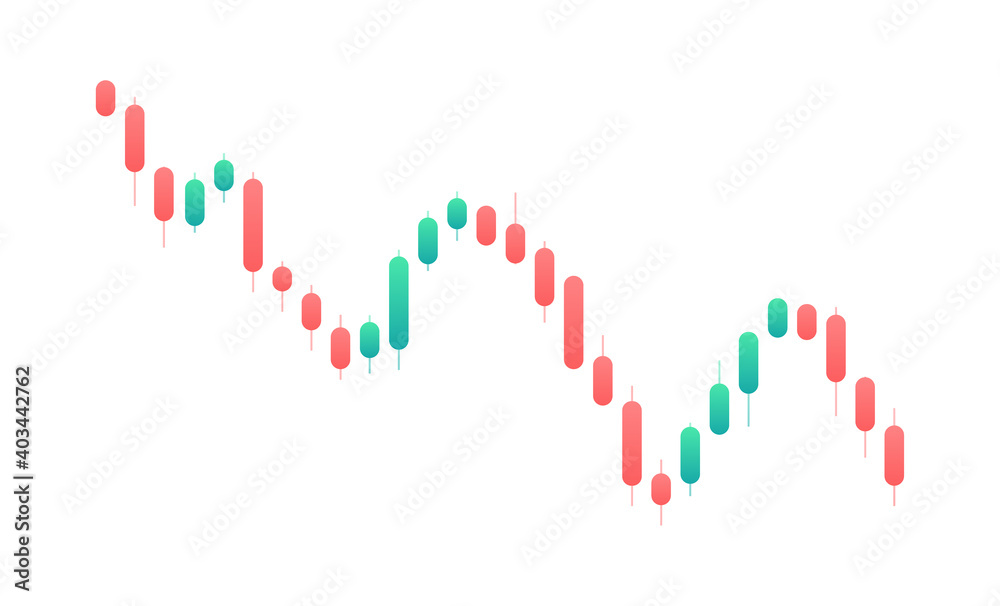 Display of stock market quotes. Falling graph. Candlestick graph on a white background. Stock market investment trades. Display of stock market quotes. Falling graph. Candlestick graph on a white background. Stock market investment trades.