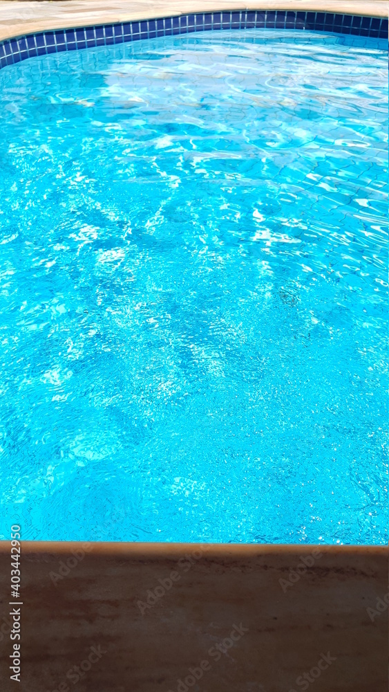 blue pool water on Brazilian farm house