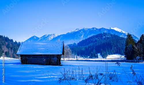 Karwendel and Wetterstein Mountains at Wallgau - Bavaria photo