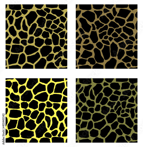 Set of giraffe skin seamless pattern. Animal print background. 